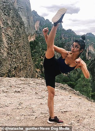 Frau Gunther stellte sich vor, wie sie an einem Berghang eine Kampfsportbewegung machte